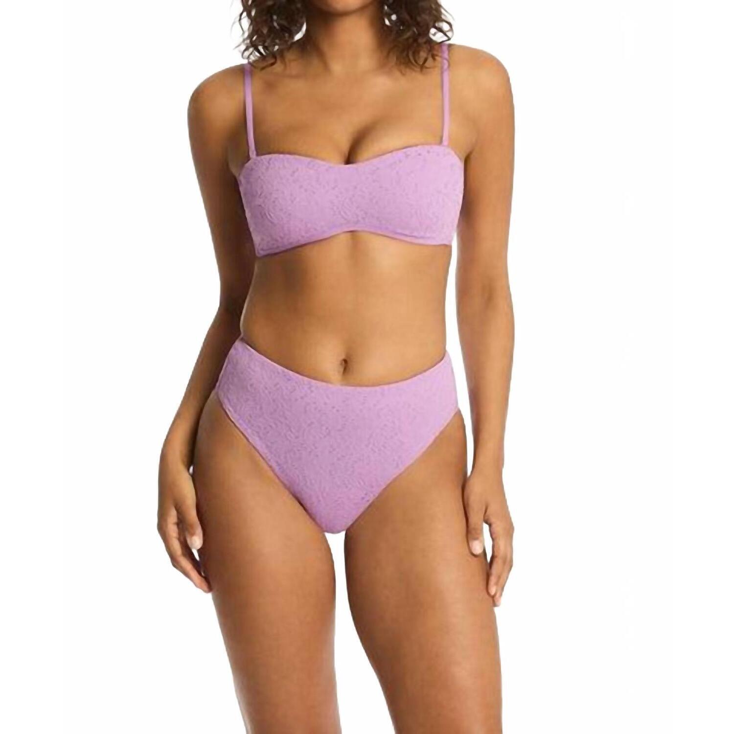 New Sea Level Australia Women's Interlace Retro High Waist Bikini Bottom In Lave